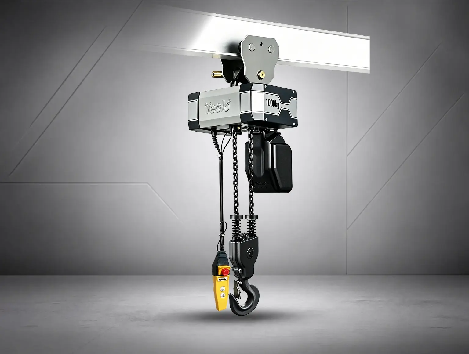 1 ton double chain electric hoist with manual trolley