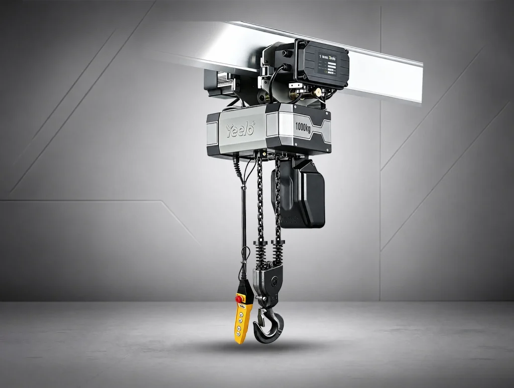 1 ton double chain electric hoist with electric trolley