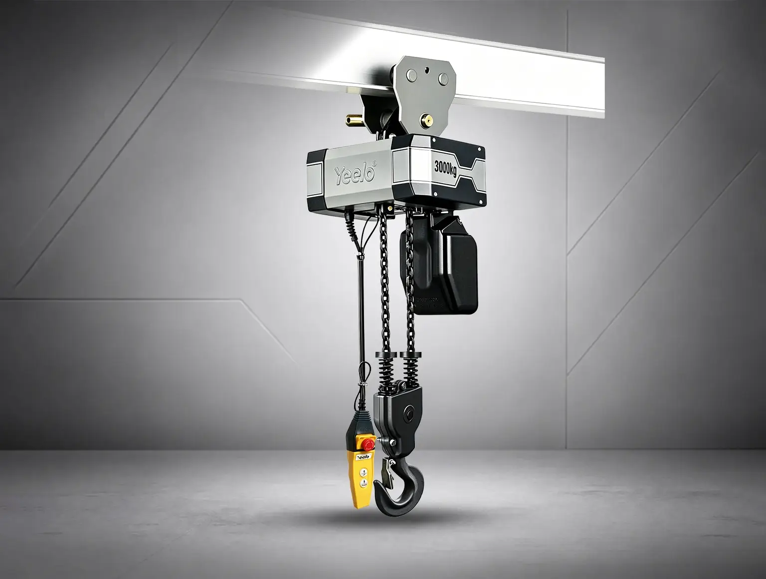 3 ton double chain electric hoist with manual trolley