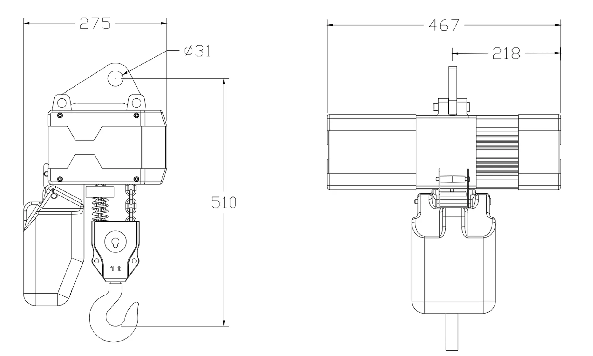 1 Ton Double Chain Electric Chain Hoist YEELO