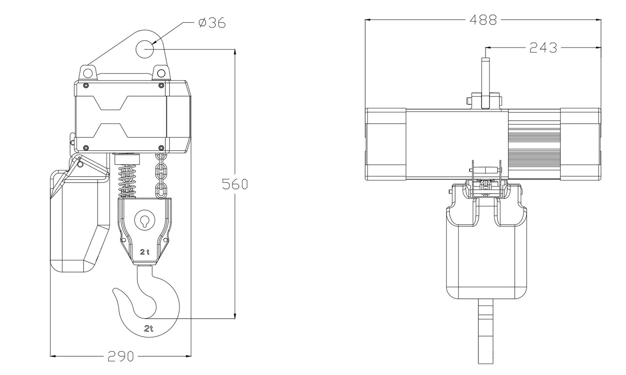 2 Ton Double Chain Electric Chain Hoist YEELO