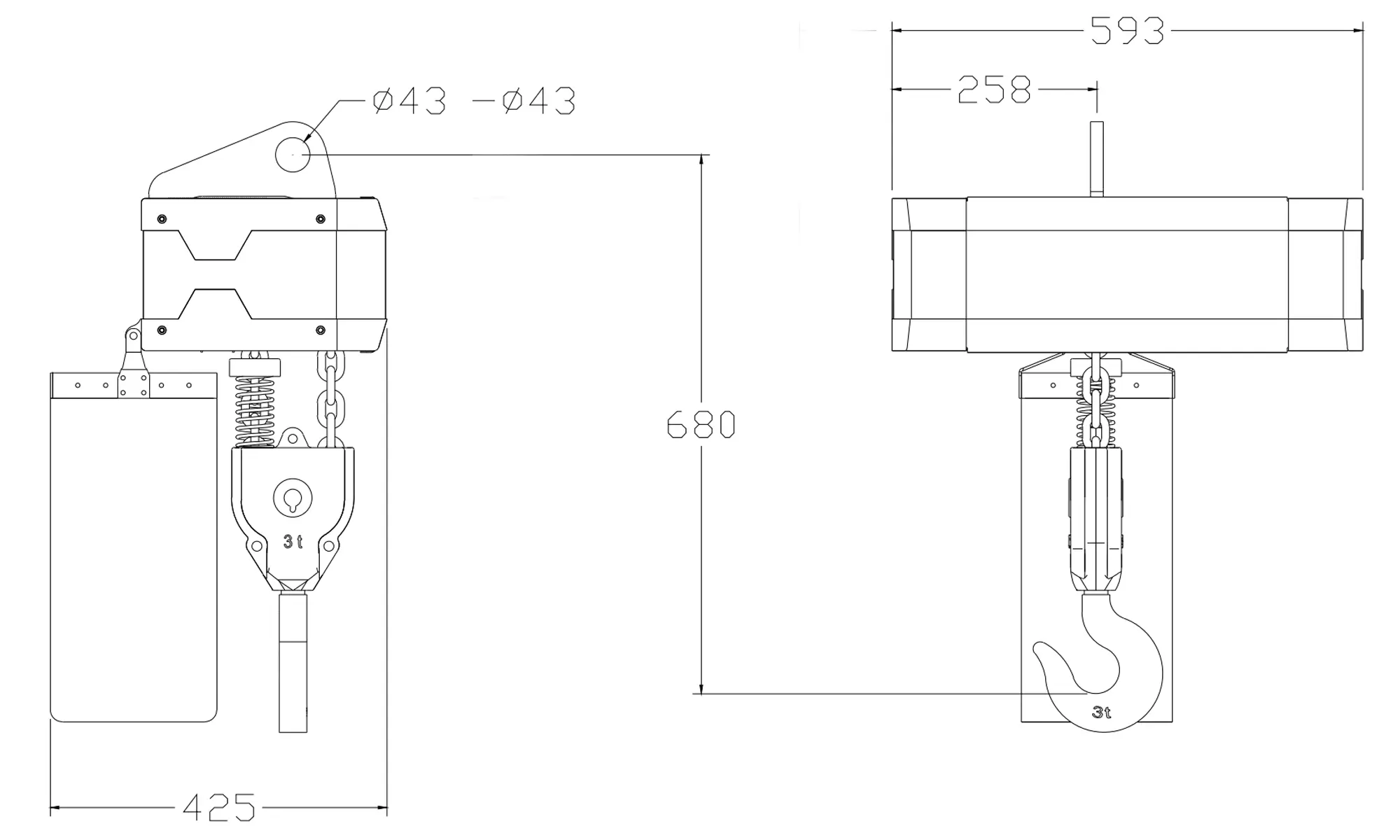 3 Ton Double Chain Electric Chain Hoist YEELO