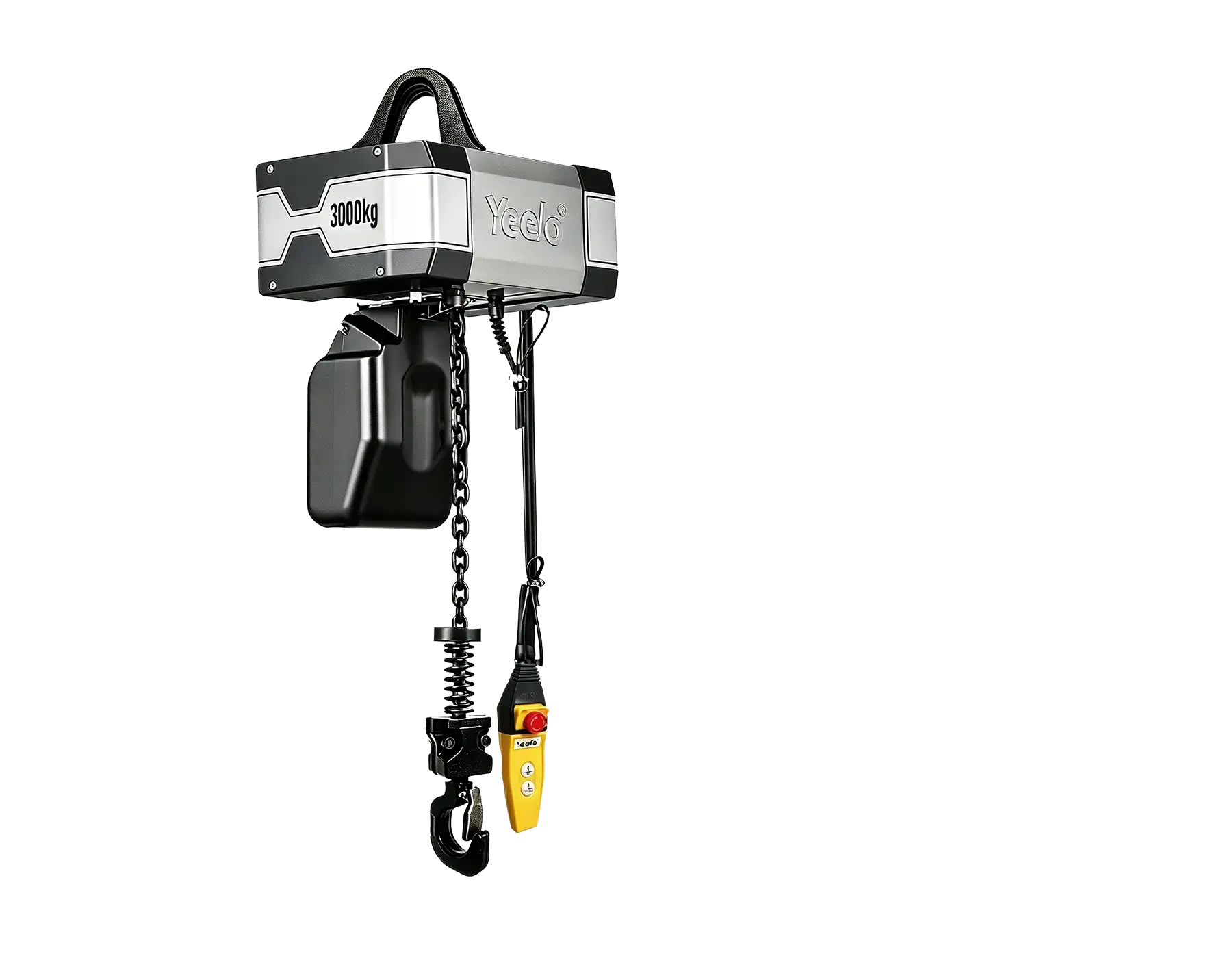 YEELO 3 ton single chain electric hoist featuring high-capacity G80 manganese steel chain