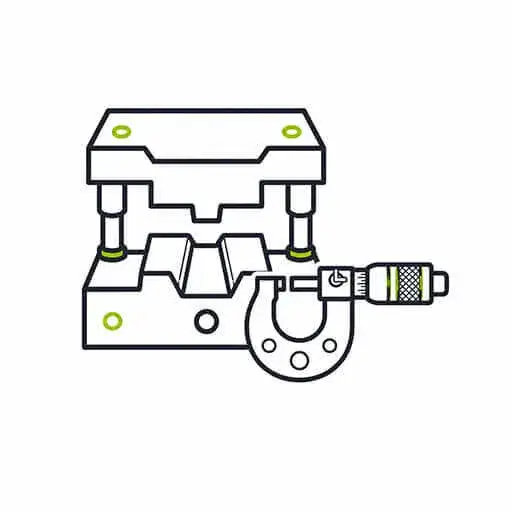 Icon representing precision machining and safe mold handling application for electric chain hoists