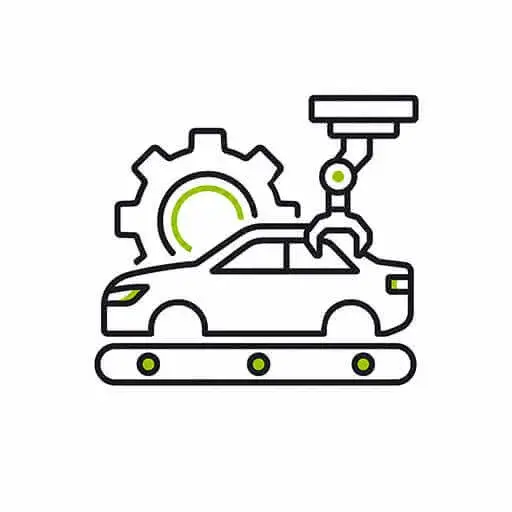 Icon showing warehousing and freight logistics application for rapid load handling hoists