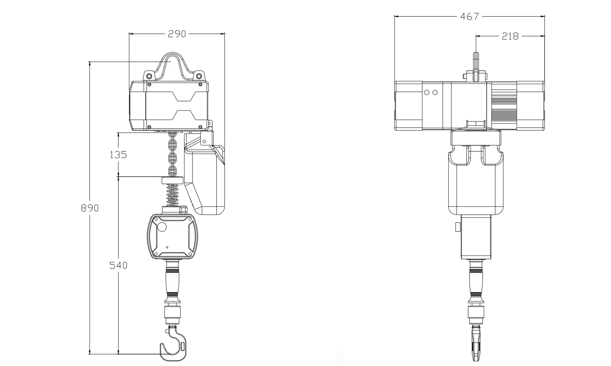 0.5 ton one-hand control electric hoist